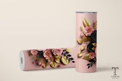 3D Gold and White Flowers 20oz Sublimation Tumbler Wrap Product Image 3