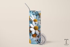 3D White Daisy Flowers 20oz Sublimation Tumbler Wrap Product Image 2
