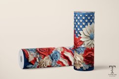3D American Flag Flowers 20oz Sublimation Tumbler Wrap Product Image 2
