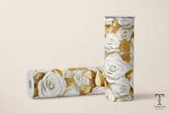 3D Gold and White Roses 20oz Sublimation Tumbler Wrap Product Image 2