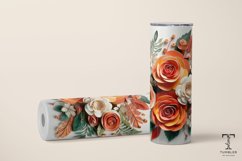 3D Orange Flowers 20oz Sublimation Tumbler Wrap Design Product Image 3