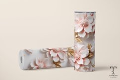 3D Pink and White Flowers 20oz Sublimation Tumbler Wrap Product Image 2