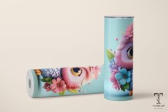 3D Cute Floral Pink Owl 20oz Sublimation Tumbler Wrap Product Image 2