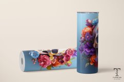 3D Floral Gold Skull 20oz Sublimation Tumbler Wrap Design Product Image 2