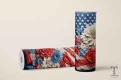 3D American Flag Flowers 20oz Sublimation Tumbler Wrap Product Image 2
