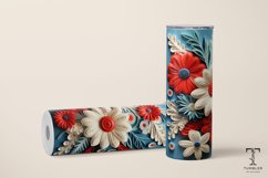 3D American Flag Color Flowers 20oz Sublimation Tumbler Wrap Product Image 2