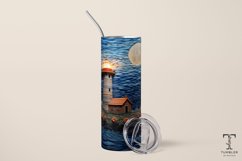 3D Embroidered Floral Lighthouse Sublimation Tumbler Wrap Product Image 2