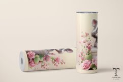 3D Cute Floral Raccoon 20oz Sublimation Tumbler Wrap Product Image 2