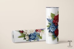 3D American Flag Color Flowers 20oz Sublimation Tumbler Wrap Product Image 2