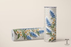 3D Blue Wildflowers 20oz Sublimation Tumbler Wrap Design Product Image 2