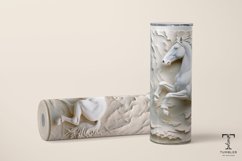 3D White Horse Relief 20oz Sublimation Tumbler Wrap Product Image 2