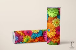 3D Colorful Flowers 20oz Sublimation Tumbler Wrap Design Product Image 3
