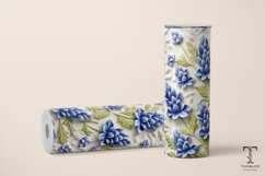 3D Blue Wildflowers 20oz Sublimation Tumbler Wrap Design Product Image 2