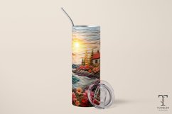 3D Embroidered Floral Lighthouse Sublimation Tumbler Wrap Product Image 2