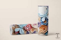 3D Floral Dragonflies 20oz Sublimation Tumbler Wrap Product Image 2