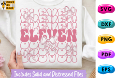 11th Birthday Girl SVG, PNG, Eleven, Preppy Bow Girl Shirt Product Image 1