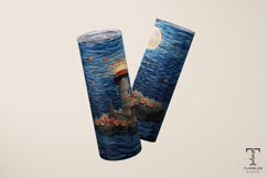 3D Embroidered Floral Lighthouse Sublimation Tumbler Wrap Product Image 3