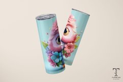 3D Cute Floral Pink Owl 20oz Sublimation Tumbler Wrap Product Image 3