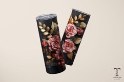 3D Gold and Pink Black Flowers 20oz Sublimation Tumbler Wrap Product Image 4