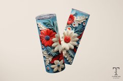 3D American Flag Color Flowers 20oz Sublimation Tumbler Wrap Product Image 3
