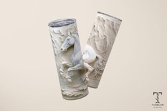 3D White Horse Relief 20oz Sublimation Tumbler Wrap Product Image 3