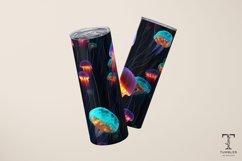 Neon Color Jellyfish 20oz Sublimation Tumbler Wrap Design Product Image 4