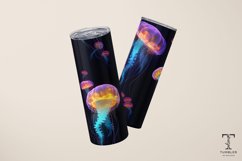Neon Color Jellyfish 20oz Sublimation Tumbler Wrap Design Product Image 3
