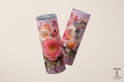3D Pink and White Flowers 20oz Sublimation Tumbler Wrap Product Image 4