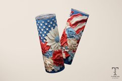 3D American Flag Flowers 20oz Sublimation Tumbler Wrap Product Image 3