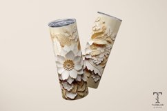 3D Gold and White Flowers 20oz Sublimation Tumbler Wrap Product Image 4