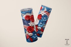 3D American Flag Flowers 20oz Sublimation Tumbler Wrap Product Image 4
