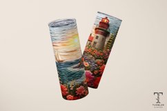 3D Embroidered Floral Lighthouse Sublimation Tumbler Wrap Product Image 3
