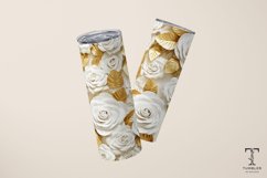 3D Gold and White Roses 20oz Sublimation Tumbler Wrap Product Image 3