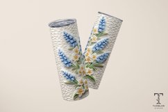 3D Blue Wildflowers 20oz Sublimation Tumbler Wrap Design Product Image 3