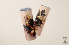 3D Gold and Black Flowers 20oz Sublimation Tumbler Wrap Product Image 3