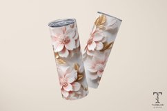 3D Pink and White Flowers 20oz Sublimation Tumbler Wrap Product Image 3