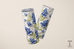 3D Blue Wildflowers 20oz Sublimation Tumbler Wrap Design Product Image 3