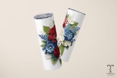 3D American Flag Color Flowers 20oz Sublimation Tumbler Wrap Product Image 3