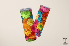 3D Colorful Flowers 20oz Sublimation Tumbler Wrap Design Product Image 4