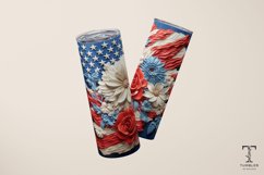 3D American Flag Flowers 20oz Sublimation Tumbler Wrap Product Image 3