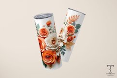 3D Orange Flowers 20oz Sublimation Tumbler Wrap Design Product Image 4