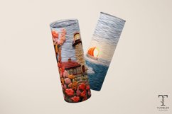 3D Embroidered Floral Lighthouse Sublimation Tumbler Wrap Product Image 3