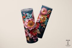 3D Colorful Flowers 20oz Sublimation Tumbler Wrap Design Product Image 4