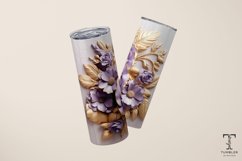 3D Purple and Gold Roses 20oz Sublimation Tumbler Wrap Product Image 3