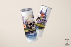 Watercolor Skull and Flowers 20oz Sublimation Tumbler Wrap Product Image 3