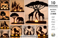 Animals Candle Holders Bundle Lasercut. Tea Light Holder SVG Product Image 1