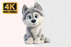Adorable Cartoon Husky Puppy Transparent PNG Product Image 1