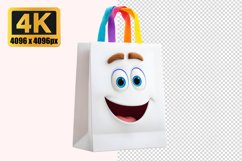 Happy Cartoon Bag with Colorful Handles Transparent PNG Product Image 1