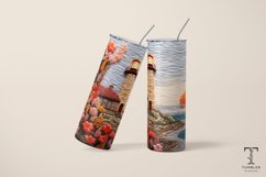 3D Embroidered Floral Lighthouse Sublimation Tumbler Wrap Product Image 4