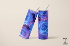 3D Glass Neon Roses 20oz Sublimation Tumbler Wrap Product Image 5